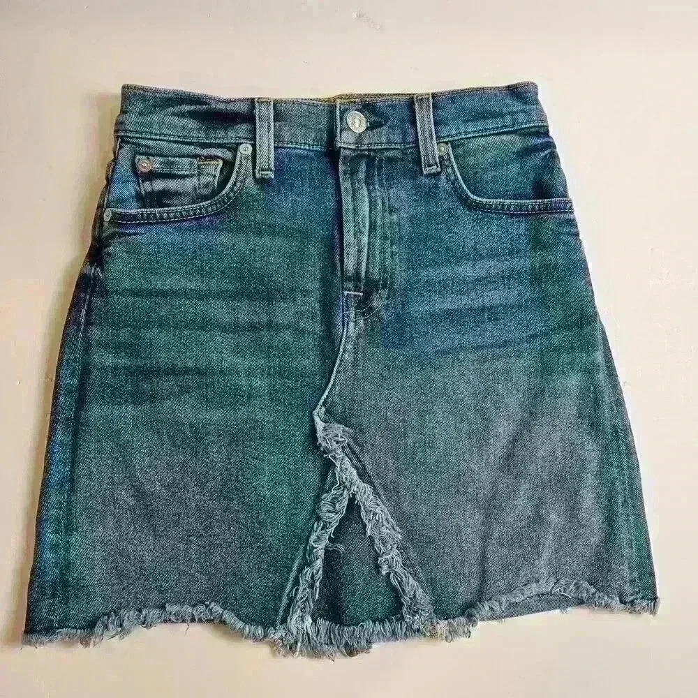 7 For All Mankind Luxe Vintage  Denim Skirt Size 24